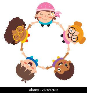 Happy Multi Ethnic Kids jouant ensemble Illustration de Vecteur