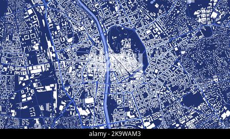 Affiche détaillée en bleu sur la carte vectorielle de la zone administrative de Graz. Panorama sur la ligne d'horizon. Carte touristique graphique décorative du territoire de Graz. Libre de droits Ill Illustration de Vecteur
