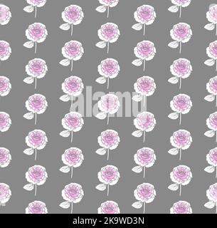 Patrn vectorisé à la main sans couture fait de fleurs de carnation Illustration de Vecteur