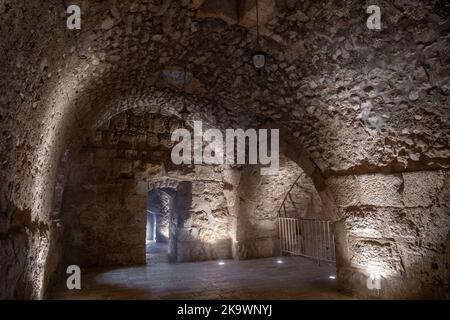 Chambre intérieure avec céiing vauled 12th siècle Ajloun Castle nord de la Jordanie Banque D'Images