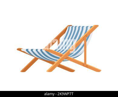 Chaise longue en bois mobilier de plage d'été illustration vectorielle isolée sur fond blanc Illustration de Vecteur