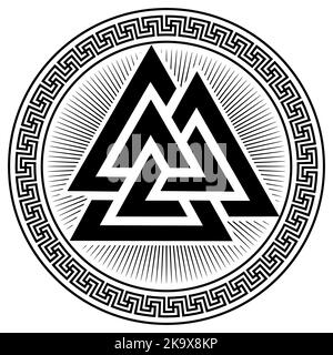 Symbole germanique nordique de l'ancien païen de Valknut Illustration de Vecteur