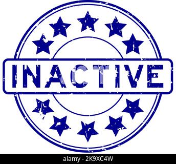 Grunge bleu mot inactif avec icône en forme d'étoile cachet de caoutchouc rond sur fond blanc Illustration de Vecteur