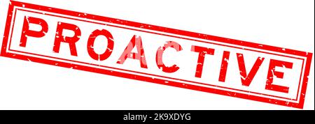 Grunge rouge mot proactif carré caoutchouc cachet sur fond blanc Illustration de Vecteur
