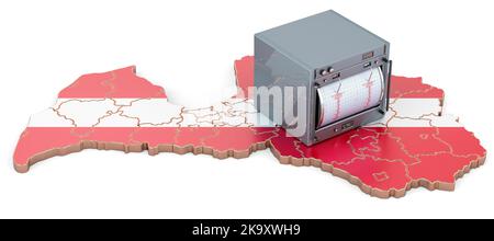 Tremblement de terre en Lettonie concept, 3D rendu isolé sur fond blanc Banque D'Images