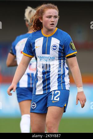 Crawley, Royaume-Uni. 30th octobre 2022. Libby Bance de Brighton lors du match de Super League féminin FA entre Brighton & Hotenham Albion et Tottenham Hotspur au stade Broadfield de Crawley. 25th mars 2022 crédit : James Boardman/Alamy Live News Banque D'Images