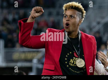 WASHINGTON, DC, États-Unis - 29 OCTOBRE 2022 : [prtland Thorns GM Katerina Lablanc après le match du championnat NWSL entre les Thorns de Portland et le courant de Kansas City sur 29 octobre 2022, à Audi Field, à Washington, DC. (Photo de Tony Quinn-Alay Live News) Banque D'Images