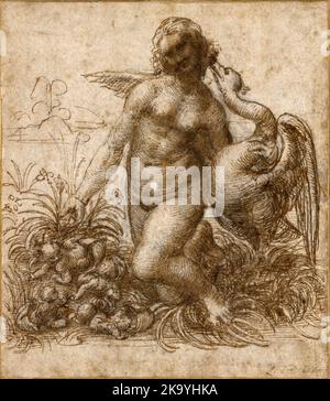 Etude pour Leda et le Swan, 1506–1508, œuvre d'art de Léonard de Vinci Banque D'Images