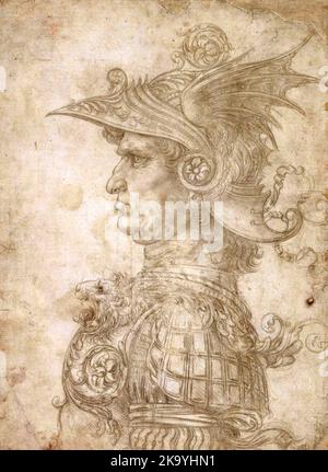 Ancien guerrier en profil, 1472. Illustration de Leonardo da Vinci Banque D'Images