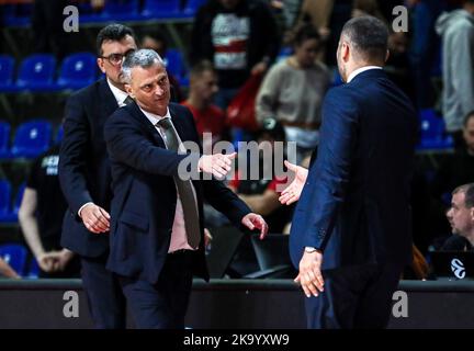 Belgrade, Serbie, 13th octobre 2022. L'entraîneur en chef Dejan Radonjic de Panathinaicos Athènes réagit lors du match EuroLeague Round 2 de Turkish Airlines entre Crvena Zvezda mts Belgrade et Panathinaikos Athènes à Aleksandar Nikolic Hall à Belgrade, Serbie. 29 octobre 2022. Crédit : Nikola Krstic/Alay Banque D'Images