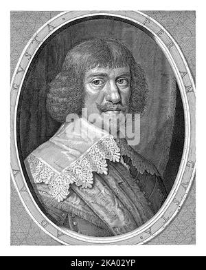 Portrait de Johann Albrecht (II), comte de Solms-Braunfels, seigneur de Munzenberg, Wildenfels et Sonnewalde. Dans le cadre une devise en latin qui signifie th Banque D'Images