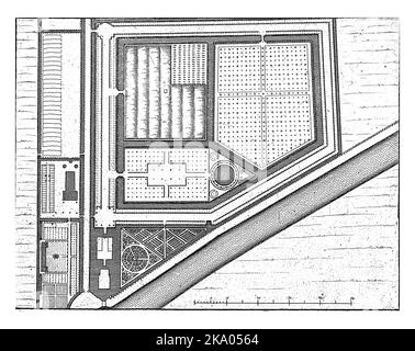 Carte du domaine Gunterstein, Breukelen, Joseph Mulder, 1680 - 1696 carte du château Gunterstein et de ses jardins à Breukelen. Banque D'Images