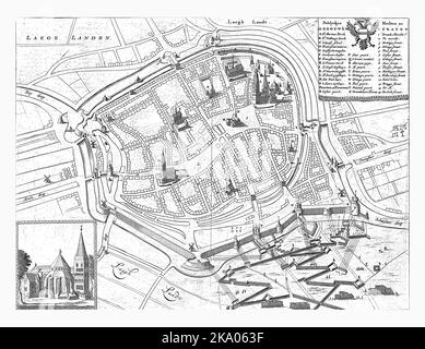 Carte de la ville de Groningen pendant le siège de 1594, Jan Luyken, 1681 vue panoramique de Groningen pendant le siège de l'armée d'Etat sous Maurits Banque D'Images