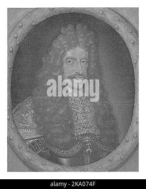 Portrait de l'empereur Léopold I, Pieter Schenk (I), d'après Johann Matthaus von Merian, 1670 - 1713 Léopold I, empereur du Saint Empire romain, Archiduc Banque D'Images