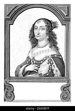 Portrait de Louise Marie, avec des cheveux amples et une couronne à l'arrière de la tête. Banque D'Images