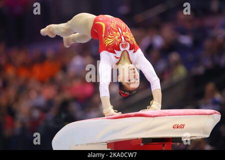 M&S Bank Arena, Liverpool, Royaume-Uni. 30th octobre 2022. Ou Yushan (CHN), 30 OCTOBRE 2022 - Gym artistique : CHAMPIONNAT du monde DE gymnastique ARTISTIQUE FIG Liverpool 2022 Women's qualification Vault à M&S Bank Arena, Liverpool, Royaume-Uni. Credit: YUTAKA/AFLO SPORT/Alay Live News Banque D'Images