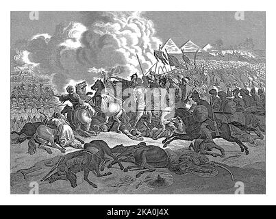 La bataille des Pyramides sur 21 juillet 1798 entre les Français et les Mamluks. Cette bataille a eu lieu aux pyramides de Gizeh en Égypte. Banque D'Images