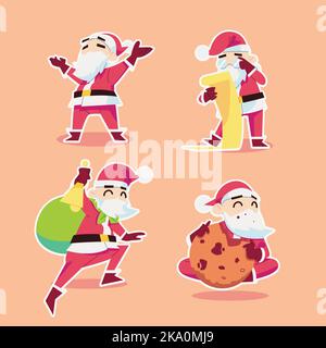 Ce que Santa Clause fait la veille de Noël dans un style plat Illustration de Vecteur
