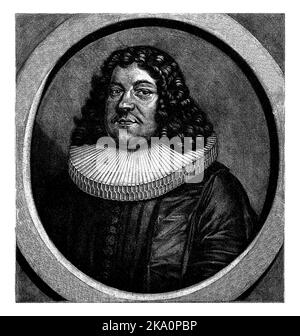 Portrait de Johann Winckler, pasteur à Hambourg et professeur de langues orientales. Dans la marge sont le nom, les titres et les dates de naissance. Dans le cadre hi Banque D'Images