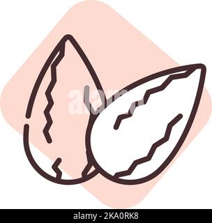 Allergie aux amandes, illustration ou icône, vecteur sur fond blanc. Illustration de Vecteur