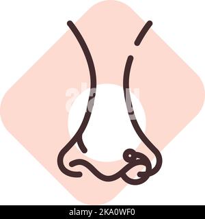 Traitement corporel perçage du nez, illustration ou icône, vecteur sur fond blanc. Illustration de Vecteur