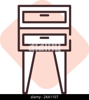 Table de chevet, illustration ou icône, vecteur sur fond blanc. Illustration de Vecteur
