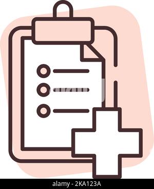Liste de contrôle médical, illustration ou icône, vecteur sur fond blanc. Illustration de Vecteur