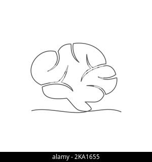Brain une ligne dessinant sur fond blanc Illustration de Vecteur