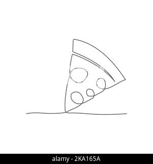 Pizza une ligne dessinant sur fond blanc Illustration de Vecteur