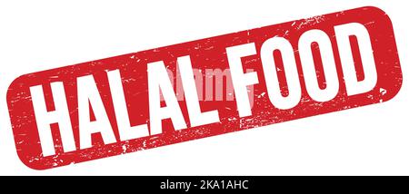 Texte DE NOURRITURE HALAL écrit sur le signe rouge de timbre grungy. Banque D'Images