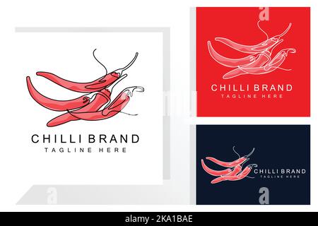 Logo Chili épicé, illustration de légumes rouges, ingrédients de cuisine, produits de marque vecteur Chili chaud Illustration de Vecteur