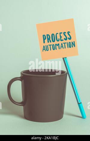 Affiche textuelle indiquant Process Automation. Photo conceptuelle l'utilisation de la technologie pour automatiser les actions de l'entreprise Banque D'Images