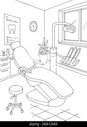 Cabinet de dentiste graphique clinique noir blanc esquisse verticale vecteur d'illustration Illustration de Vecteur