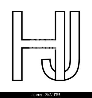 Logo signe hj jh icône nft lettres entrelacées j h Illustration de Vecteur