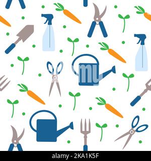 motif sans couture avec outils de jardinage Illustration de Vecteur