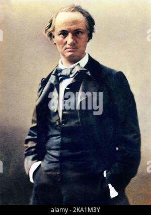 Portrait de Charles Baudelaire (1821-1867) poete francais, d'après la photo de Felix Nadar - 1858 Banque D'Images