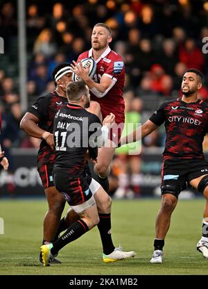 Barnett, Royaume-Uni. 30th octobre 2022. Rugby, premier ministre. Saracens V sale Sharks. Stade Stone X. Barnett. Robert du Preez (Vente) saisit pendant le match de rugby Saracens V sale Sharks Gallagher Premiership. Credit: Sport en images/Alamy Live News Banque D'Images