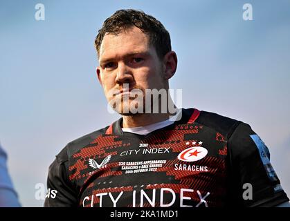 Barnett, Royaume-Uni. 30th octobre 2022. Rugby, premier ministre. Saracens V sale Sharks. Stade Stone X. Barnett. Alex Goode (Saracens) pendant le match de rugby Saracens V sale Sharks Gallagher Premiership. Credit: Sport en images/Alamy Live News Banque D'Images