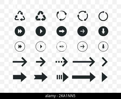 Icônes de flèche isolées. Définissez différentes flèches ou conceptions de bande. Illustration vectorielle Illustration de Vecteur