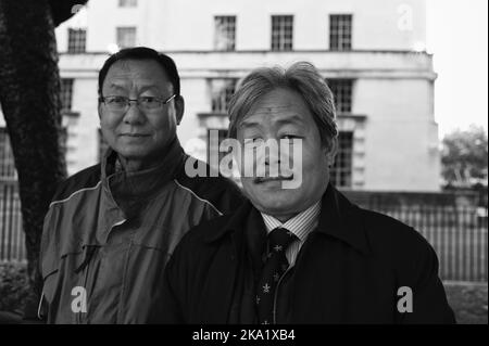 Gyanraj Rai a fait la grève de la faim jusqu'à la mort sur 7 novembre 2013 pour protester contre le traitement de Gurkhas par le gouvernement britannique, Whitehall Londres. Banque D'Images