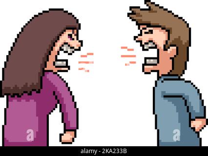 pixel art de couple lutte relation Illustration de Vecteur