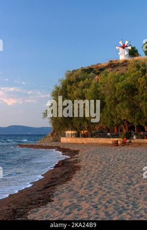 Plage d'Anaxos, Anaxos, Lesbos, Iles Egéennes du Nord, Grèce. Banque D'Images