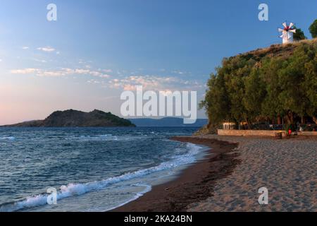 Plage d'Anaxos, Anaxos, Lesbos, Iles Egéennes du Nord, Grèce. Banque D'Images