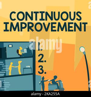 Symbole textuel indiquant l'amélioration continue. Mot pour apporter de petites améliorations cohérentes dans le temps Office Building avec des gratte-ciel montrant le dessin Banque D'Images