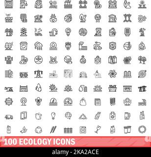 jeu de 100 icônes écologiques.Illustration de 100 icônes écologiques ensemble de vecteurs isolés sur fond blanc Illustration de Vecteur