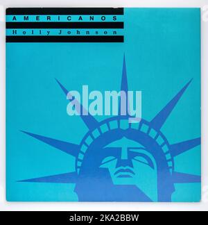 Couverture en vinyle de sept pouces de l'unique Americanos par Holly Johnson, qui a été publié en 1989 Banque D'Images