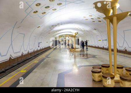 Station de métro Bodomzor. Tachkent, Ouzbékistan Banque D'Images