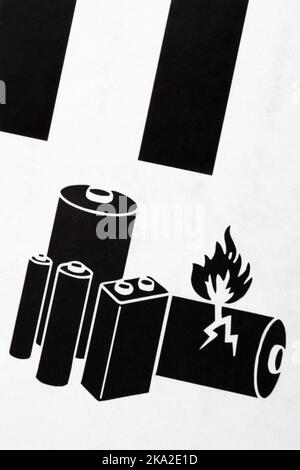 Étiquette d'avertissement d'expédition de la batterie au lithium-ion un 3480. Pour les risques d'incendie liés au lithium, l'expédition de matières et de marchandises dangereuses et les risques d'incendie généraux. Banque D'Images