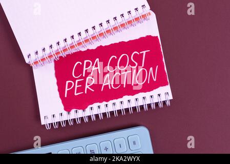 Affichage conceptuel coût CPA par action. Mot écrit sur conçu pour répondre aux exigences spéciales des employeurs Banque D'Images