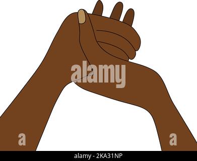 Les Afro-Américains tiennent les mains. Prière à la table du dîner. Prière avant les repas le jour de Thanksgiving. Motifs religieux. Un appel à Dieu. Illustration de Vecteur